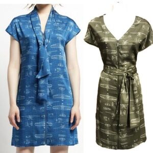 🇨🇦COP.COPINE Green MCM Aviation Blueprint Dress